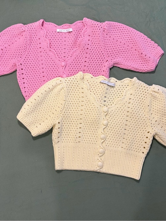 English Factory Sweaters - English Factory Pink & Butter Yellow V-Neck Cropped Knit Cardigans